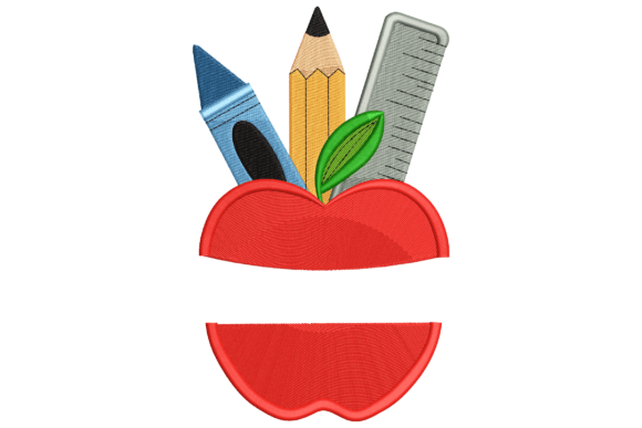 Apple with School Supplies Embroidery Design Review