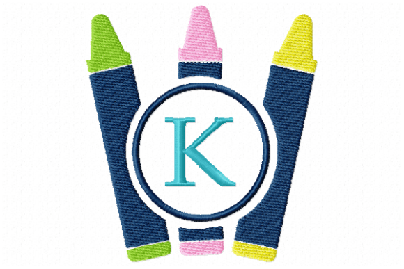 Crayons Frame Monogram Letter K for Boutique Sweatshirts