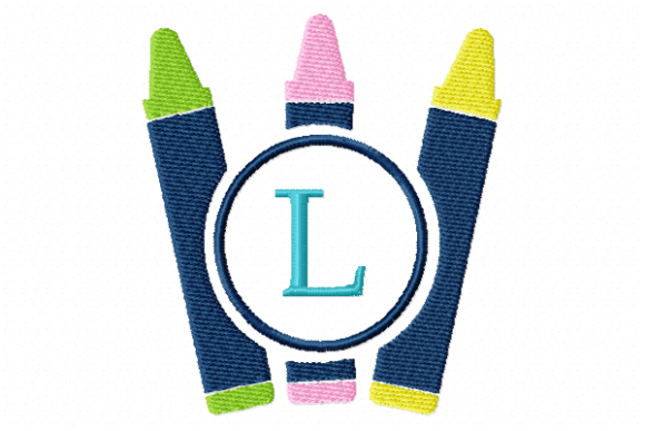 Crayons Frame Monogram Letter L Review for Sweatshirt Embroidery