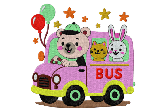 Cute Animal School Bus Embroidery Review for Apparel Projects