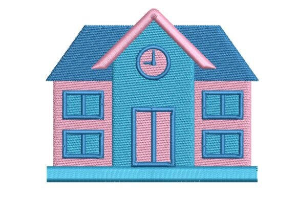 Cute School Building Embroidery Design Review for Business Use