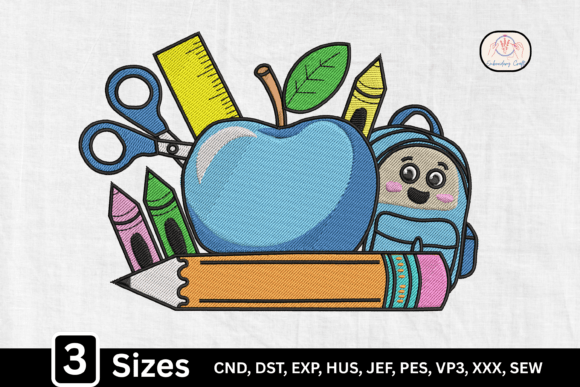 Cute School Supplies Apple Pencil Embroidery Design Review