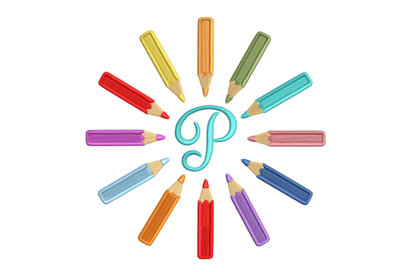 Monogram Pencils: A Vibrant Embroidery Design for Craft Fairs
