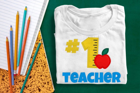 Number 1 Teacher with Ruler Applique Design Review