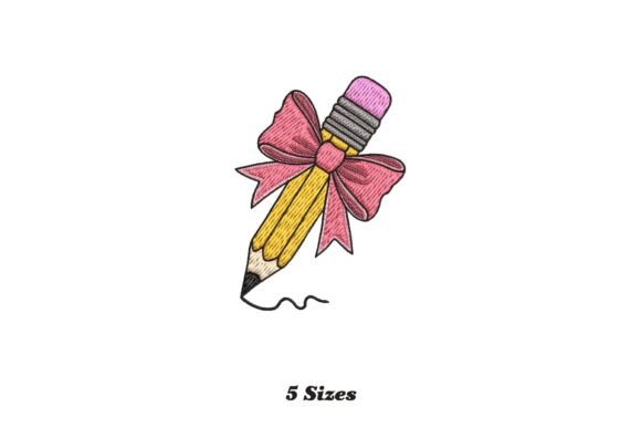 Pencil with Pink Bow Embroidery Design Review