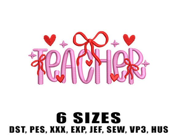 Pink Teacher Embroidery Design Review for Small Business Merch