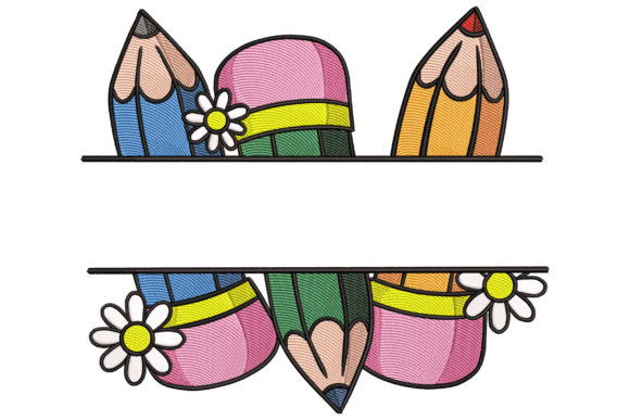 School Pencil Frame Embroidery Design Review