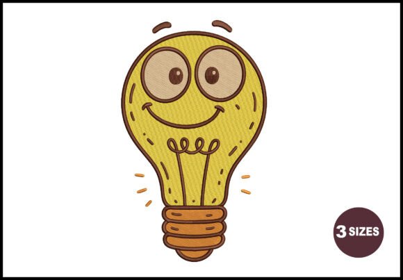 Smiling Light Bulb Embroidery Design Review for Apparel Projects