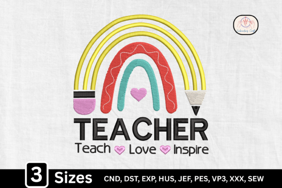 Teach Love Inspire Rainbow Pencil Embroidery Review
