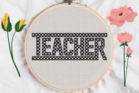 Teacher Sign Checkered Print Embroidery Design Review