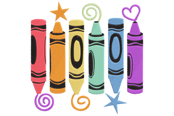 Whimsical Crayon Doodle: A Playful Embroidery Design for Personalized Gifts